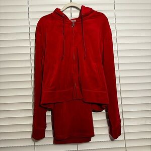 PLUS-SIZE OG VELOUR RED TRACKSUIT